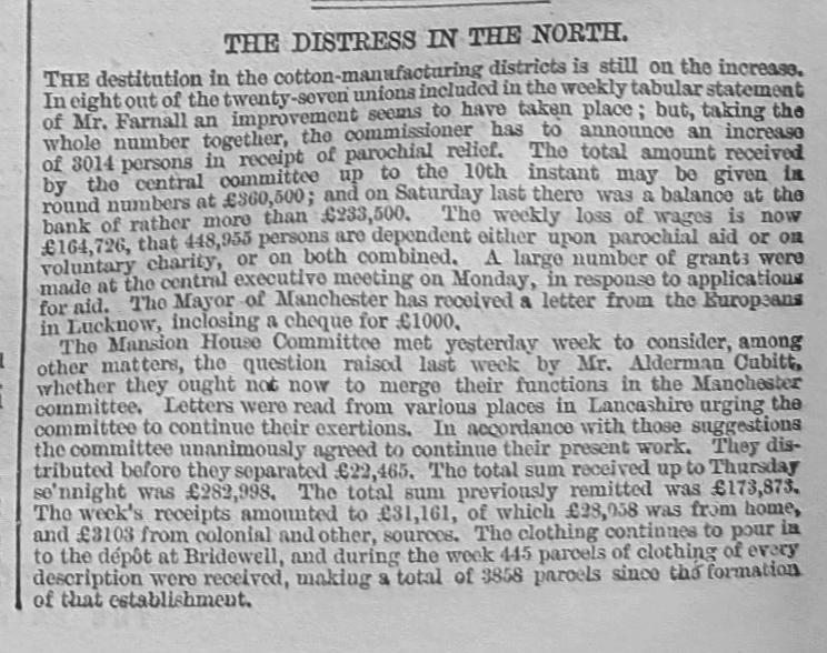 Distress in the North December 20th 1862