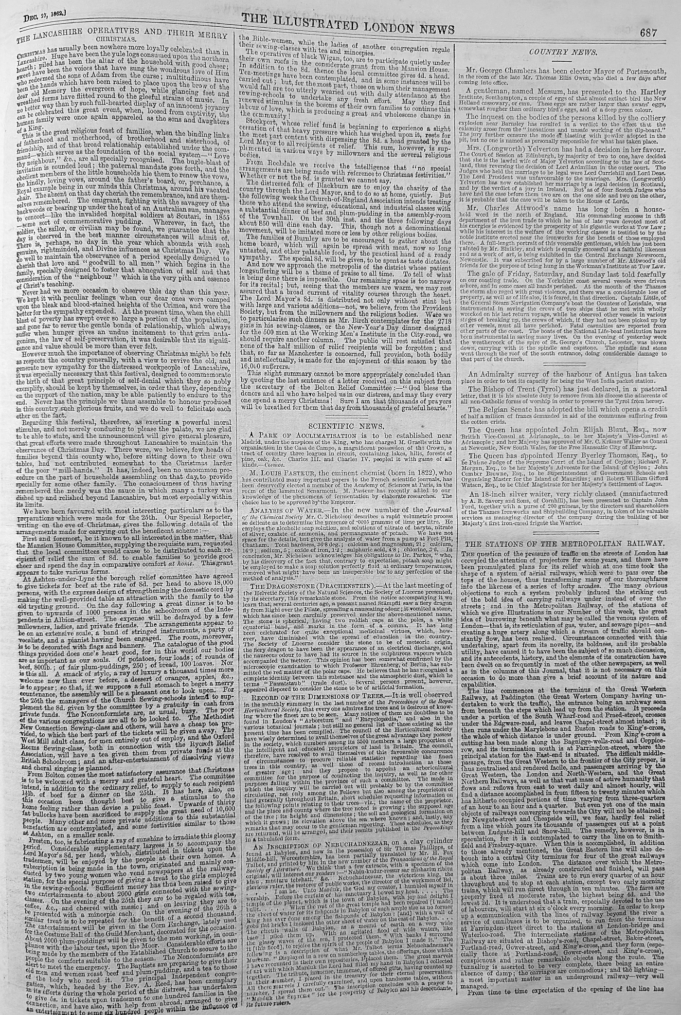 Distress in the north at Xmas 1862